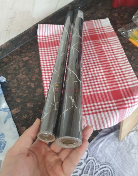 Mermer Desenli Yapışkanlı Kaplama Kağıdı Siyah