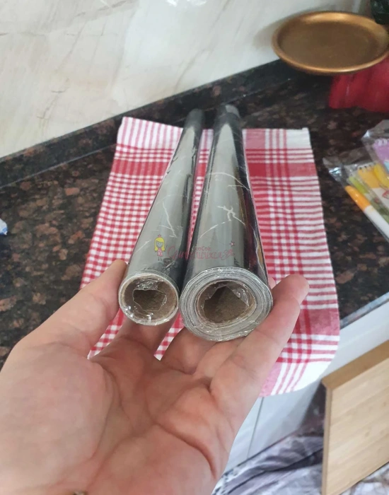 Mermer Desenli Yapışkanlı Kaplama Kağıdı Siyah