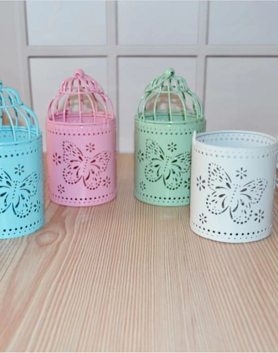 METAL KELEBEK DETAYLI MUMLUK YUVARLAK