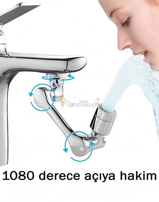 Musluk Başlığı 1080 Derece Dönebilen 2 Fonksiyonlu krom kaplama Musluk Ucu Filtresi