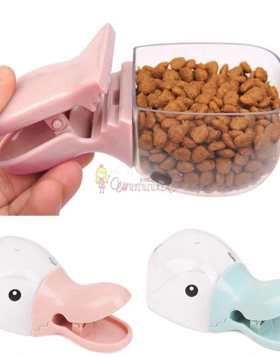 Ördek Tasarımlı Mandallı Tazelik Koruyan Ölçekli Kuru Mama Kaşığı Mama Ölçeği