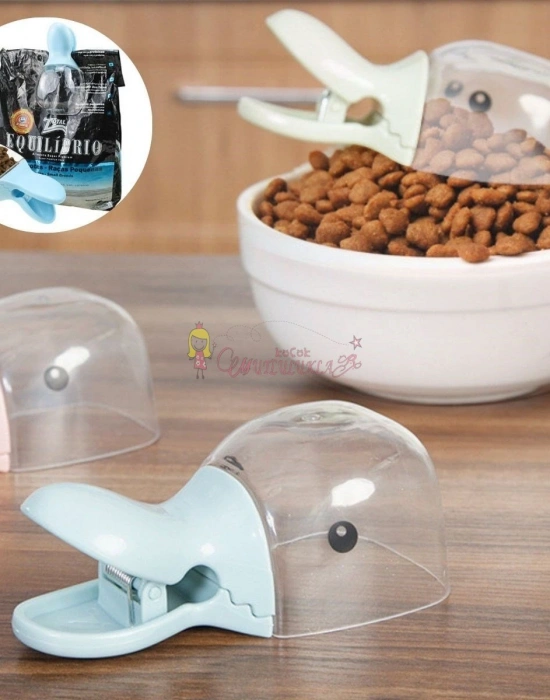 Ördek Tasarımlı Mandallı Tazelik Koruyan Ölçekli Kuru Mama Kaşığı Mama Ölçeği