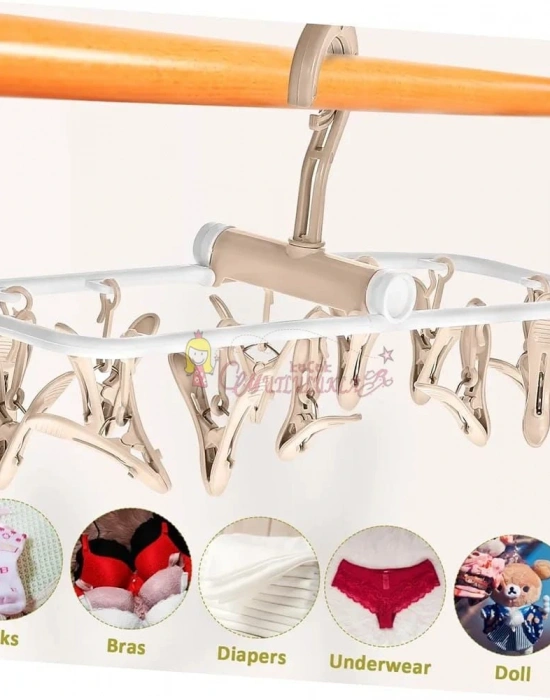 Paket Elbise Kurutma Rafı,12 Klips Çamaşır Kurutma Rafı Katlanır Çorap ve İç Çamaşırı Askısı