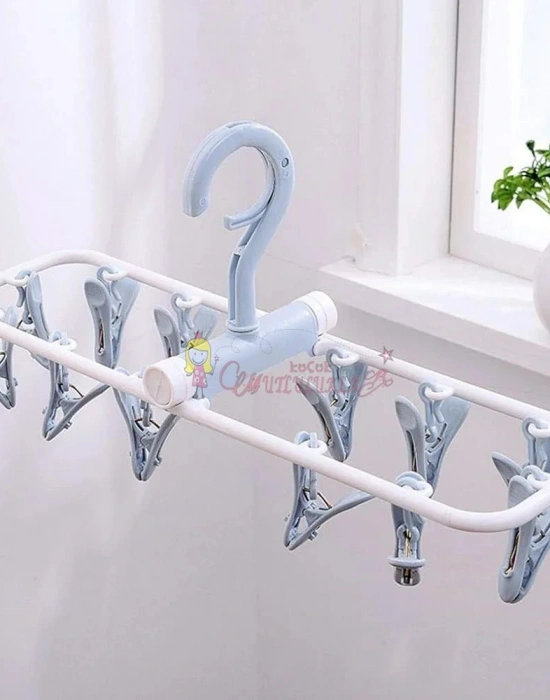 Paket Elbise Kurutma Rafı,12 Klips Çamaşır Kurutma Rafı Katlanır Çorap ve İç Çamaşırı Askısı