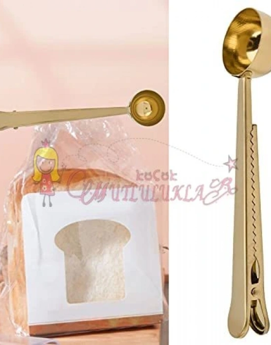 Paslanmaz Çelik Klipsli Ölçü Kaşığı (Gold)