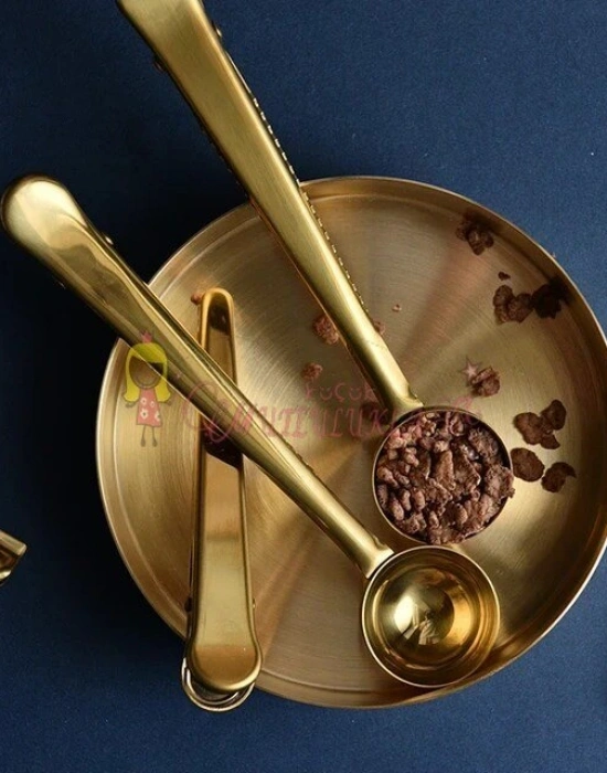 Paslanmaz Çelik Klipsli Ölçü Kaşığı (Gold)