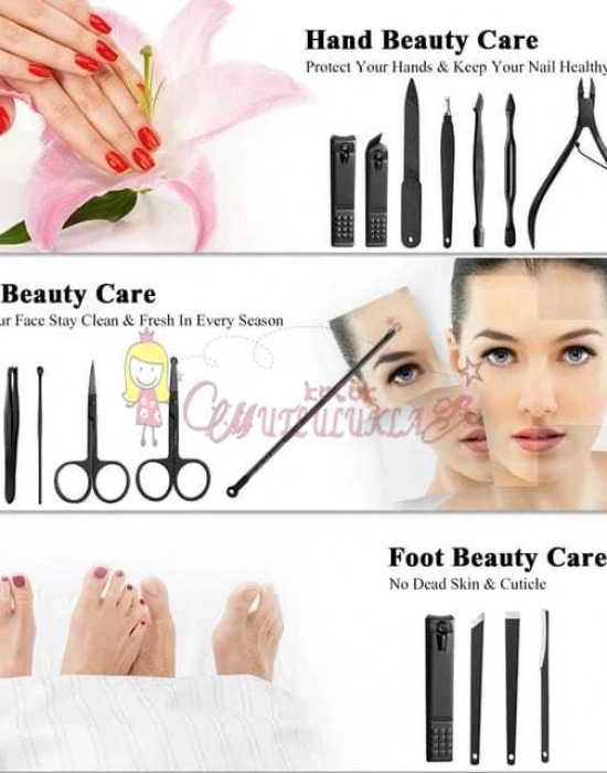 Paslanmaz Çelik Manikür Pedikür Seti El Ayak Tırnak Makası 18 Parça