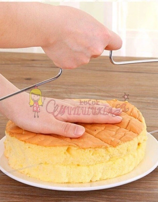 Pasta Kek Dilimleme Bölme Teli Kesme Aleti Aparatı