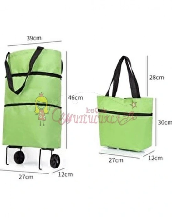 Pazar Arabası Pazar Çantası Market Pazar Alışveriş Çantası Portatif Açılır Kapanır Tekerlekli