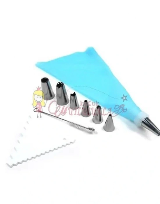 Penguen 11 Parça Krema Torbası Temizleme Fırçası Ve Sıyırma Aparatı