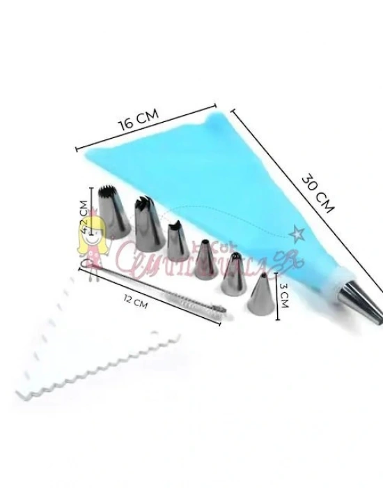 Penguen 11 Parça Krema Torbası Temizleme Fırçası Ve Sıyırma Aparatı