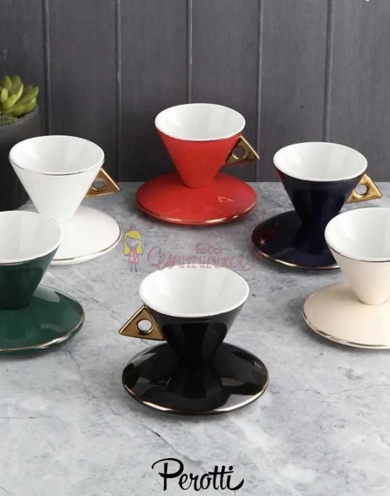 Perotti Porselen Altılı Koni Kahve Fincanı Takımı