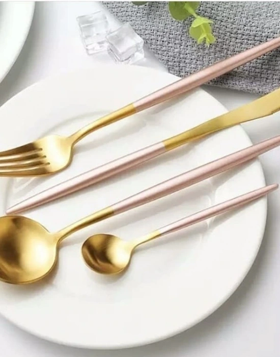 PİNK&MORE 36 PARÇA MAT ALTIN ÇATAL BIÇAK SETİ