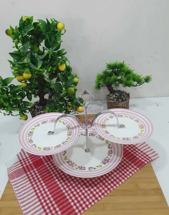 Porselen 3lü Kurabiyelik Şekerlik