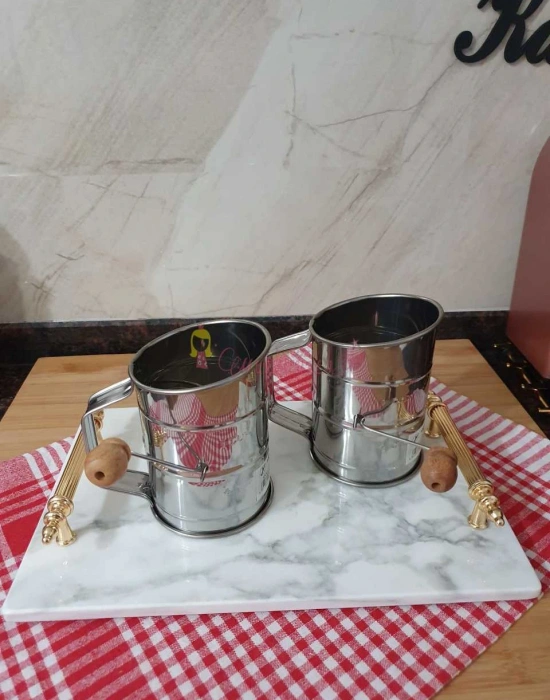 Pratik Çevirmeli Paslanmaz Çelik Un Eleği