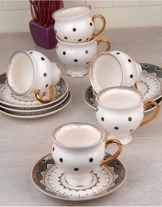 PUANLI ALTIN YALDIZLI LUKS KAHVE FİNCANI