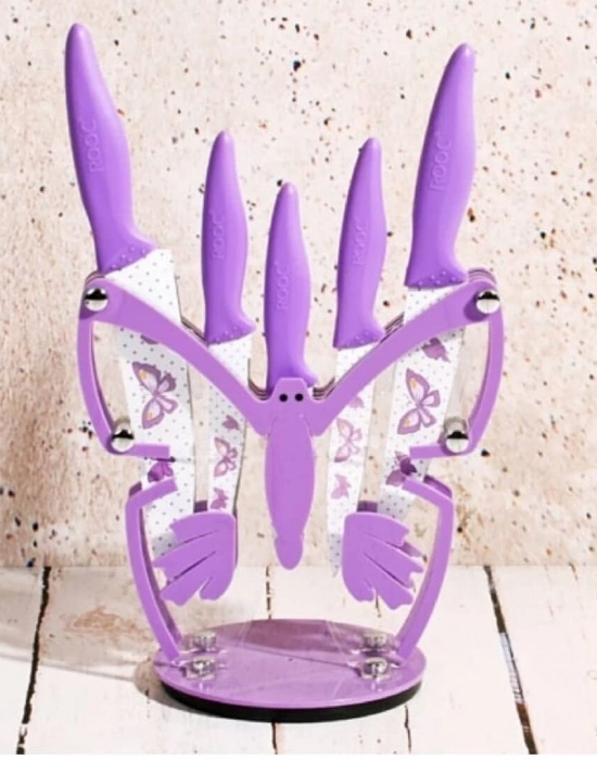 ROOC 6LI KELEBEK MODEL STANDLI BIÇAK SETİ BIÇAK TAKIMI