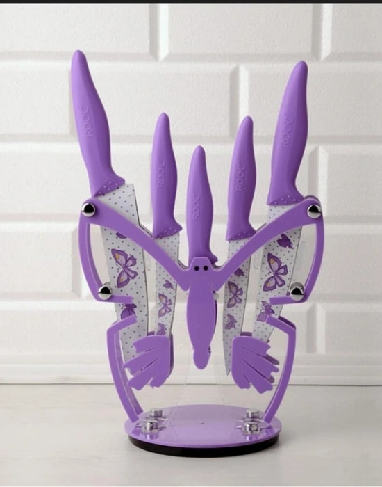 ROOC 6LI KELEBEK MODEL STANDLI BIÇAK SETİ BIÇAK TAKIMI