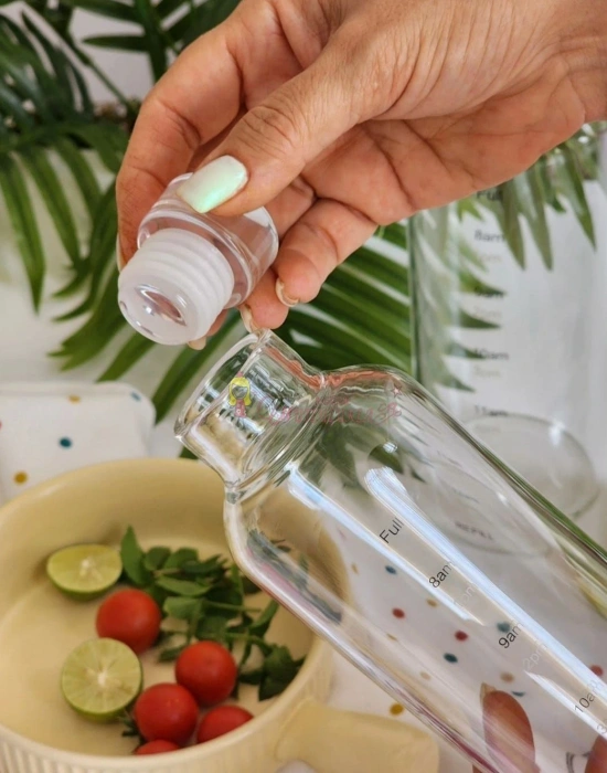 Sağlıklı Cam Su Şişesi 750ml Motivasyonlu Sızdırmaz Matara Suluk Borosilikat Cam