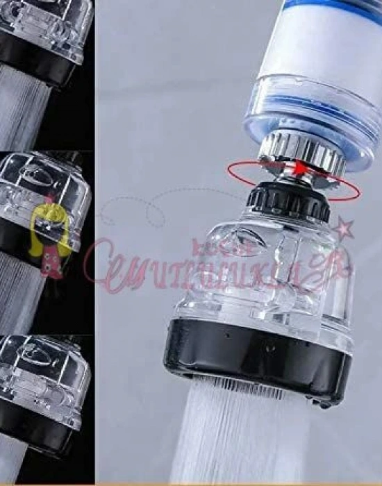 Şeffaf 3 Fonksiyonlu (filtreli) 360 Derece Döner Musluk Başlığı Musluk Ucu Aparatı