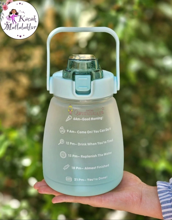 Şeffaf Motivasyon Tombul Suluk Matara Boyun Askılıklı Telefon Tutacaklı