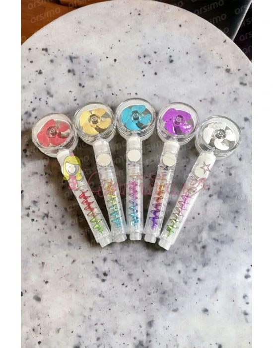 Şeffaf Renkli Pervaneli Su Tasarruflu Duş Başlığı Pervaneli El Duşu Renkli