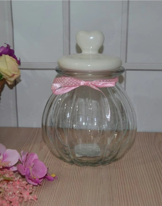 SERAMİK KALP KAPAKLI BÜYÜK KAVANOZ