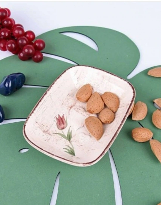 SERAMİK LALE DESENLİ DİKDÖRTGEN ÇEREZLİK