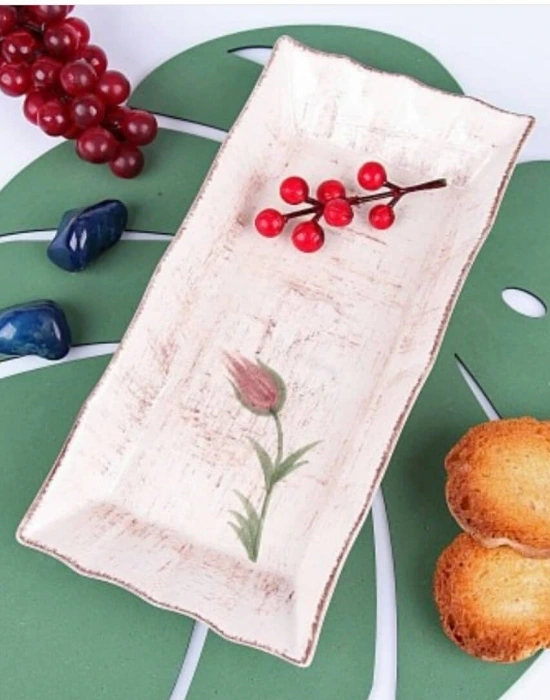 SERAMİK LALE DESENLİ NEHİR KAYIK TABAK