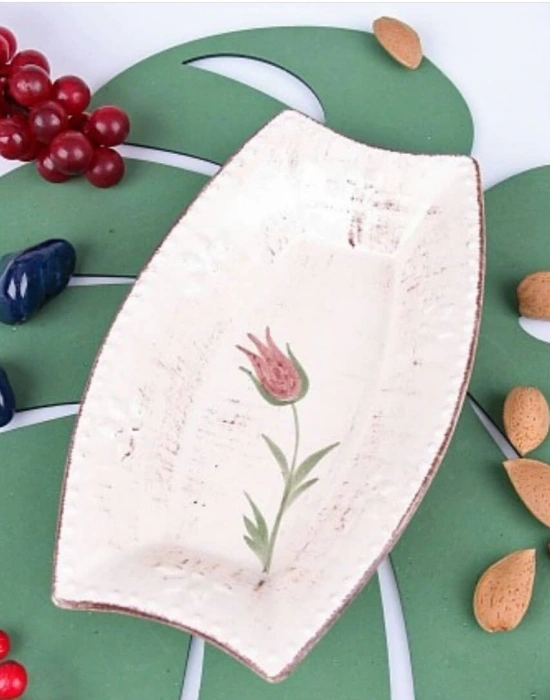 SERAMİK LALE DESENLİ YONCA KAYIK