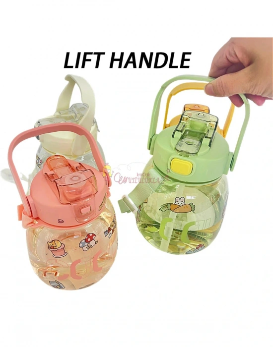 Sevimli Şeffaf 1100ML Su Şişesi Motivasyon Yetişkin İçme Su Şişesi