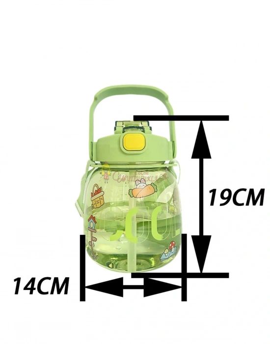 Sevimli Şeffaf 1100ML Su Şişesi Motivasyon Yetişkin İçme Su Şişesi