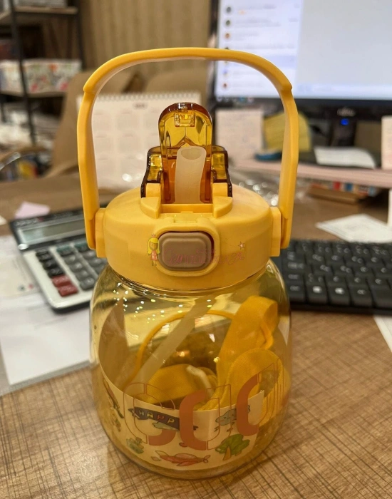 Sevimli Şeffaf 1100ML Su Şişesi Motivasyon Yetişkin İçme Su Şişesi