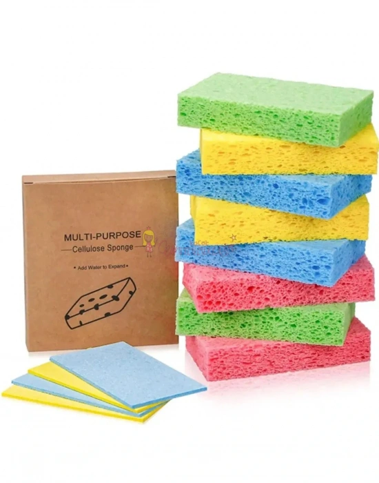 Sihirli Bulaşık Süngeri Islanınca Şişen Yüksek Su Kapasiteli Sıkıştırılmış Selüloz Süngeri 3 lü