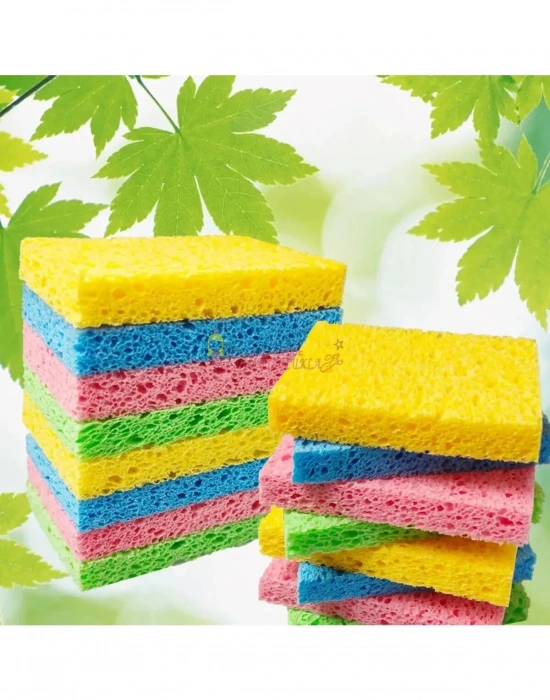 Sihirli Bulaşık Süngeri Islanınca Şişen Yüksek Su Kapasiteli Sıkıştırılmış Selüloz Süngeri 3 lü