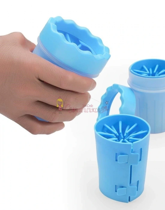 Silikon Jel Fırçalı Kedi Köpek Pati Ayak Yıkama Temizleme Kovası (Küçük)