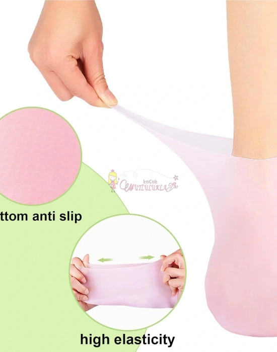 Silikon jel topuk nemlendirici çorap ayak bakımı çatlama koruyucu krem çorabı 1 Çift