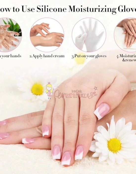 Silikon Nemlendirici Eldiven Jel Spa Nemlendirici Eldiven, Kuru Eller için Yumuşak Silikon Eldiven ( 1 cift )