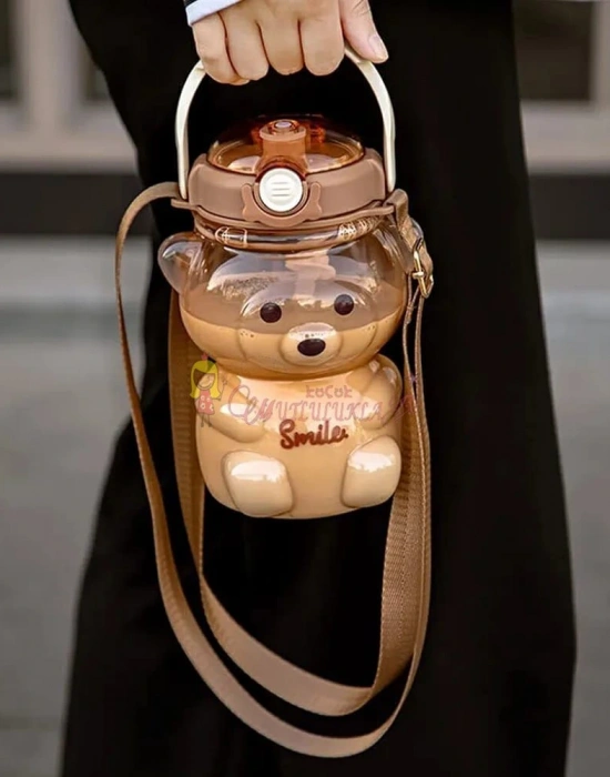 Smile Ayıcıklı Matara Su Şişesi Bpa Içermez Suluk Ayi Sirin Şeffaf Ayıcık Matara