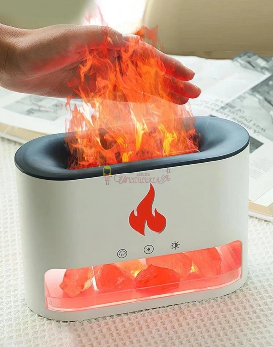 Şömine Hava Nemlendiricisi 4 Renkli Alevli ve Taşlı Buhar Makinesi