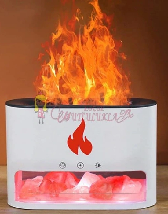 Şömine Hava Nemlendiricisi 4 Renkli Alevli ve Taşlı Buhar Makinesi