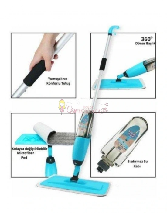 Sprey Mop + YEDEK BEZ Deterjan Hazneli Sprey Mop