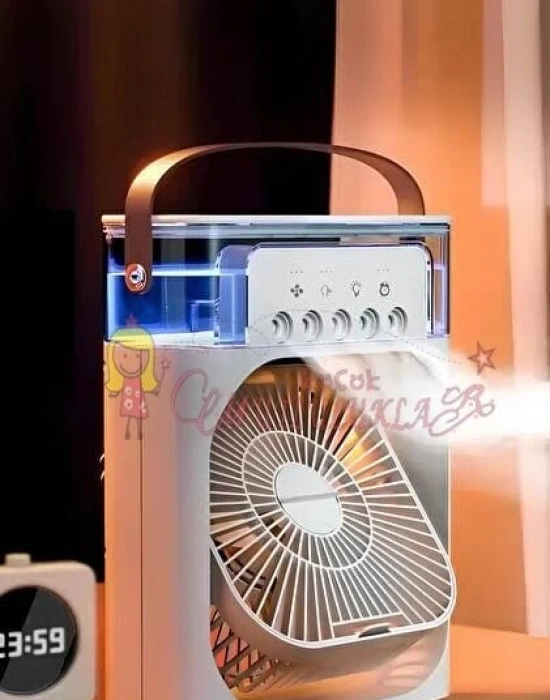 Su Ve Buz Hazneli  Masa Vantilatörü 600Ml Kapasiteli Nemlendirici Soğuk Fan Klima