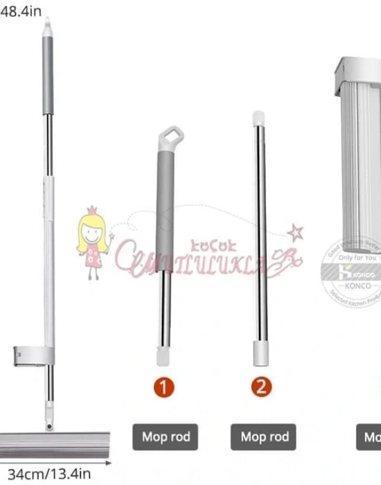 Süngerli Kendinden Sıkmalı Mop  360° dönebilen