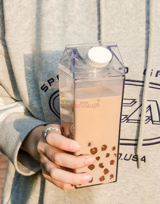 Süt Kutu Tasarımlı Su Kahve Içecek Şişesi Kahve Ve Sunum Bardağı