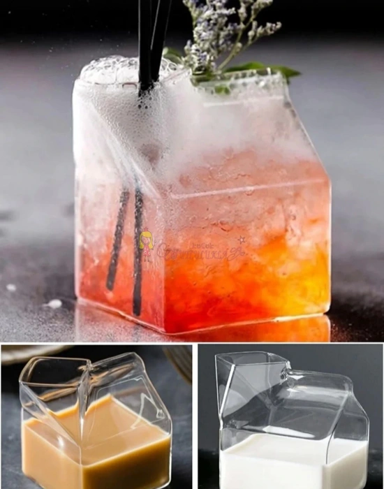 Süt Kutusu Şeklinde Bardak Isıya Dayanıklı Borosilikat Kahve Ve Sunum Bardağı