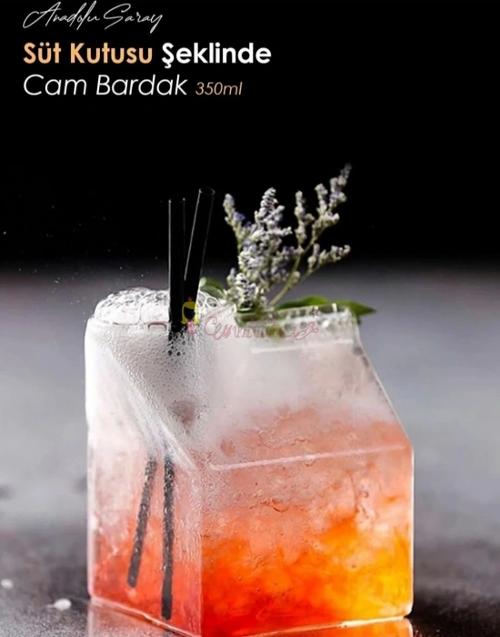 Süt Kutusu Şeklinde Bardak Isıya Dayanıklı Borosilikat Kahve Ve Sunum Bardağı