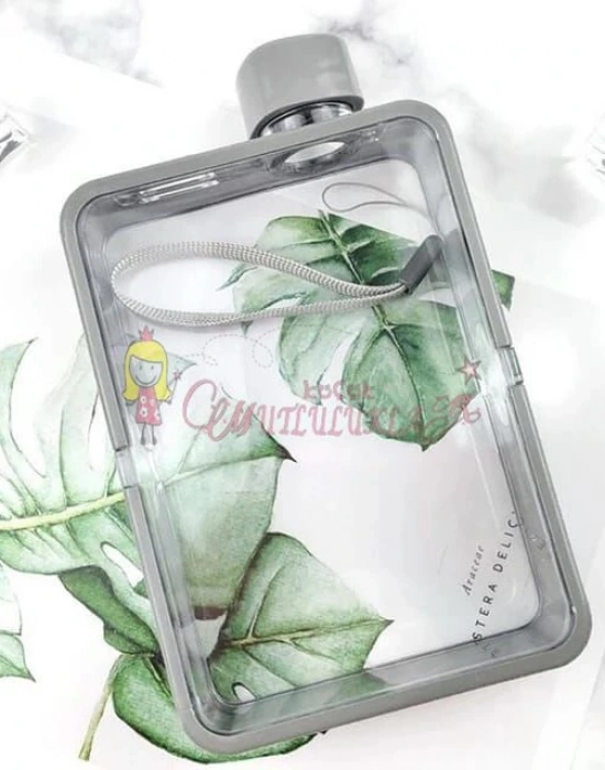 Tablet Matara  Şeffaf Motivasyonel Stickerlı Çerçeveli A5 Şeklinde Su Matarası