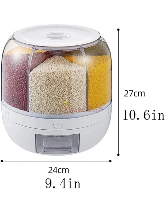 Tahıllar Için 360° Dönebilen 6 Hazneli Gıda Organizeri