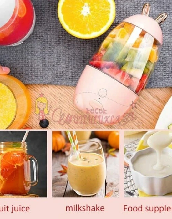Tavşan Model Taşınabilir USB Şarj Edilebilir Meyve Blender Mikser